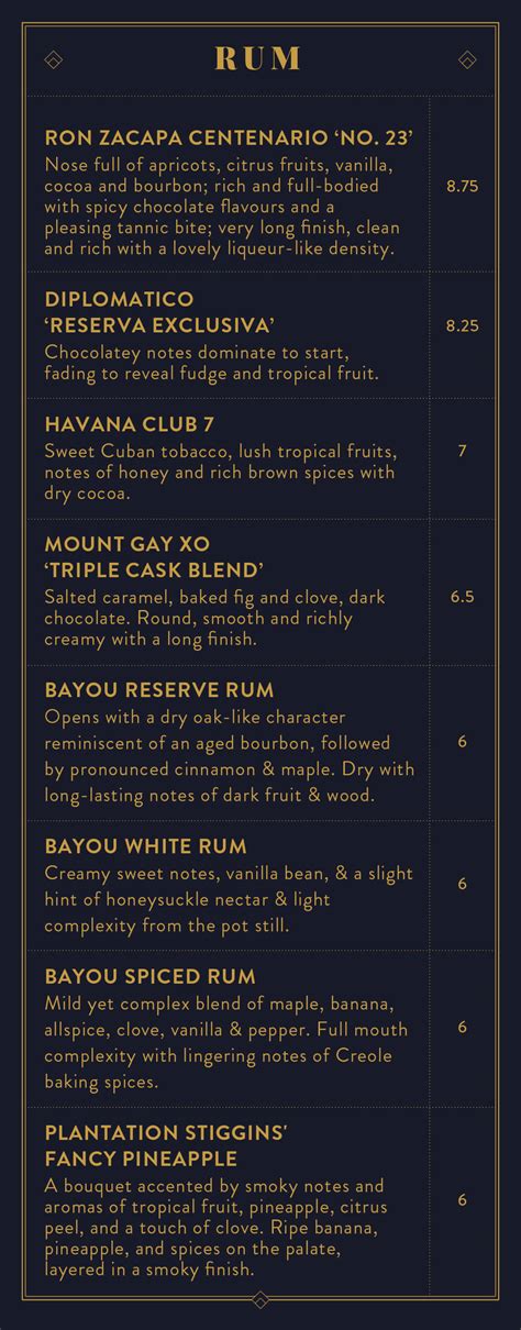 hippodrome bar menu